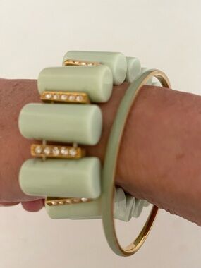 J. Crew Mint Green and Gold Bracelet Set